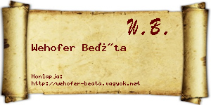 Wehofer Beáta névjegykártya