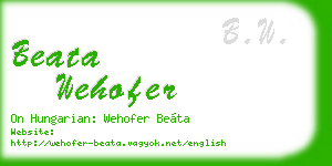 beata wehofer business card